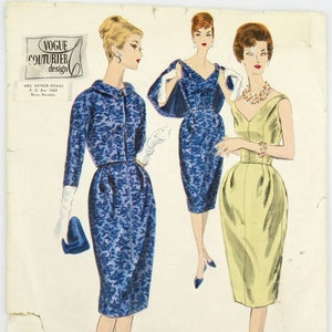 Vogue Couturier Design, Pattern 199, Size 14, 1960, CUT, Complete, One Piece Dress and Jacket, Cocktail Dress, Evening Dress