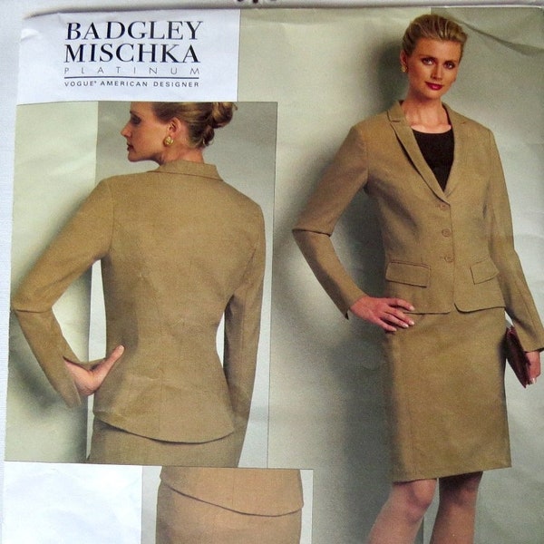 Vogue American Designer, Pattern V1065, FACTORY FOLDED, Sizes 6, 8, 10, 12, Badgley Mischka, 2008, Suit, Jacket and Skirt