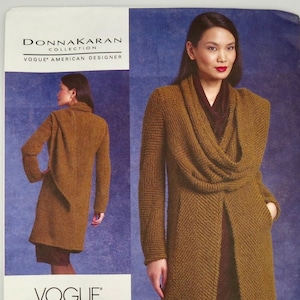 Vogue American Designer, Pattern V1129, Sizes 6 - 8 - 10 - 12, DKNY, 2009, Factory Folded, Loose-Fitting Coat / Jacket