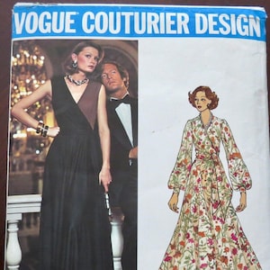 Vogue Couturier Design, EMILIO PUCCI, 1960s, Pattern 2959, Size 10, UNCUT, Long Flowing Dress, Long or Short Sleeves, Evening Dress