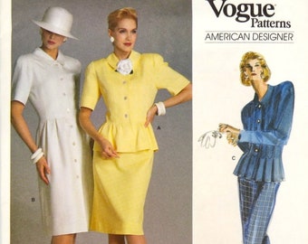 Vogue American Designer, Pattern 1862, FACTORY FOLDED, Size 10, Albert NIPON, 1987, Office Dress, Day Dress, Power Dress, Professional Wear