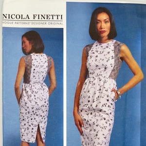 Vogue Designer Original, Pattern V1613, FACTORY FOLDED, Sizes 6-8-10-12-14, Nicola FINETTI, 2019, Day Wear Dress, Professional Dress