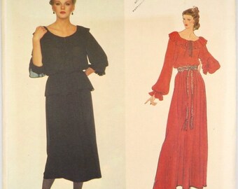 Diseñador estadounidense de Vogue, patrón 2038, talla 14, STAN HERMAN, años 80, doblado de fábrica, vestido bastante fluido, vestido de noche