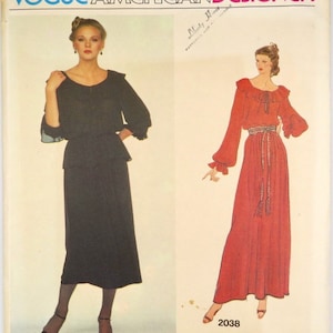 Vogue American Designer, Pattern 2038, Size 14, STAN HERMAN, 1980s, Factory Folded, Pretty Flowing Dress, Evening Dress