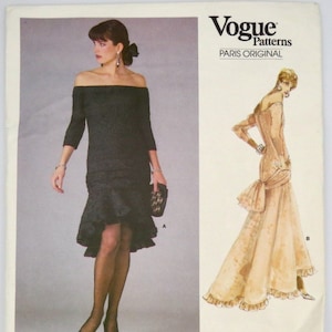Vogue Paris Original, Pattern 1995, CUT, Size 6 - 8 - 10, Yves Saint Laurent, 1987, Dramatic Dress, Evening Wear, Stylish Dress