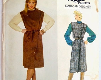 Vogue American Designer, Pattern 2833, Size 12, HERBERT KASPER, Factory Folded, 1980s, Jumper Dress Blouse