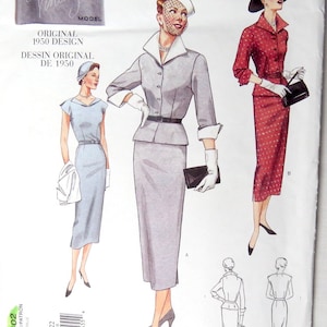 REPRODUCTION Vogue Original Design 1950, Pattern V2402, Sizes 18, 20, 22 Factory Folded, Gorgeous Suit, Jacket, Dress