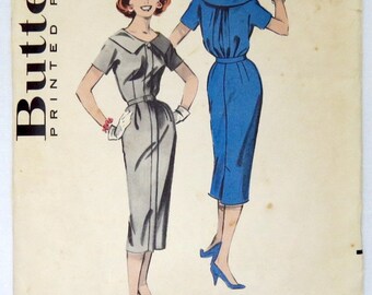 Patrón Vintage Butterick, Vestido de una pieza, SZ 14, Butterick 8527, The Classic Bloused Back Spectator, CUT, Hidden Zipper Front