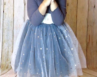 Abito da viaggio morbido, jersey di cotone e tulle, PRONTO PER LA SPEDIZIONE, abito da bambina grigio-marrone 2T, abito tutù marrone, tulle soffice, per tutte le occasioni
