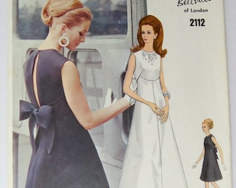 Vogue Couturier Design, Pattern 2112, Size 10, Belinda Bellville of London, 1960s, FACTORY FOLDED, Evening Gown, with sew in LABEL