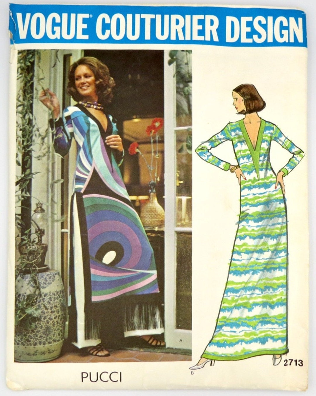 1960's Vogue Couturier Design by PUCCI - Yoked Dress Pattern - Bust 36