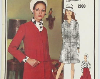 Vogue Paris Original, modello 2000, Christian DIOR, taglia 10, fine anni '60, etichetta cucita, giacca, gonna e camicetta