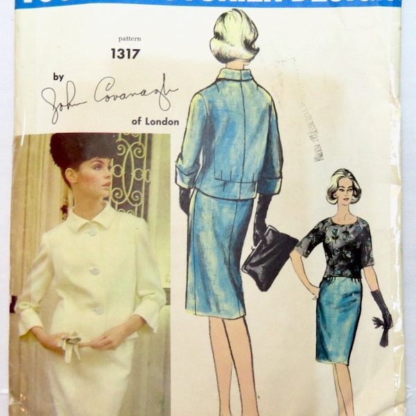Vogue Couturier Design, Pattern 1317, Size 16, John CAVANAGH, 1960s, CUT, Suit, Jacket, Narrow Pencil Skirt, Blouse