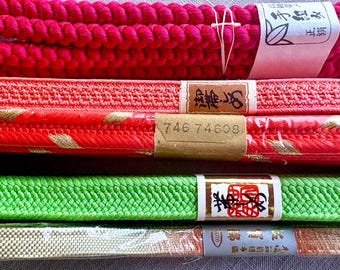 Vintage Obijime Collection: Japanese Kimono Cord, Braided Tie, Obi Belt, Vintage Unused, Kimono Accessory
