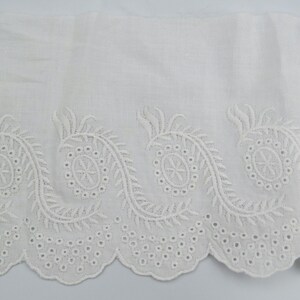 Lace Trim, White Cotton Embroidered Trim, 4.5 Inches Wide, Sold by the Yard, Scrapbook Trim, Romantic White Lace, White Lace Trim