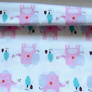 Cotton Fabric, Elephant Cotton Fabric, Nordic Elephant Cotton Fabric, Cute Elephant Fabric by the Yard, Children&#39;s Cotton Fabric