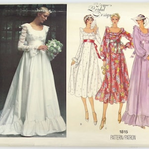 Vogue&#39;s Bridal Design, Pattern 1815, FACTORY FOLDED, Size 14, 1970s, Wedding Dress, High Waisted Fitted Bodice, Pleasted Skirt, Bride Bridal
