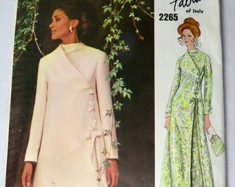 Vogue Couturier Design, Factory Folded, Pattern 2265, Size 12& 18, FABIANI, 1970s, Loose Fitting Dress, Draped Neckline, Floor Length