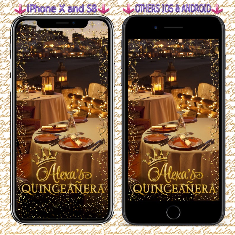 Quinceanera Filter Custom Geofilter Snapchat Quinceanera Geo Filter 15th Birthday Geotag Quinceanera Gold Geofilter Sweet 16 Filter Snapchat