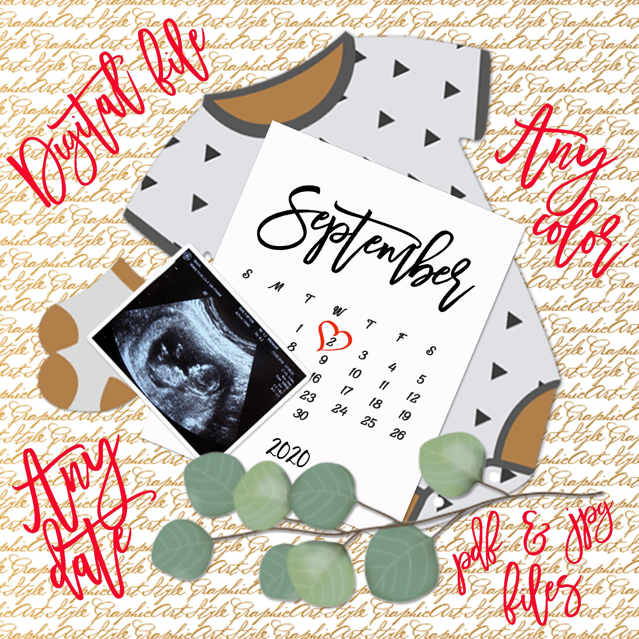 Baby Announcement Due Date Calendar Pregnancy Announcement | Etsy