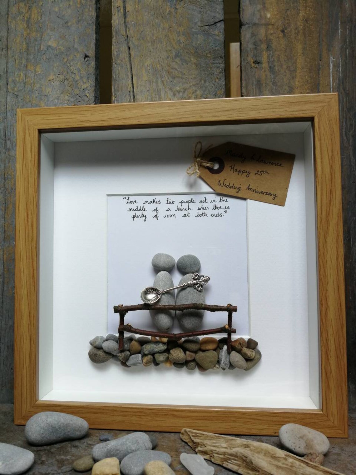 25th wedding anniversary pebble art frame family gift Etsy