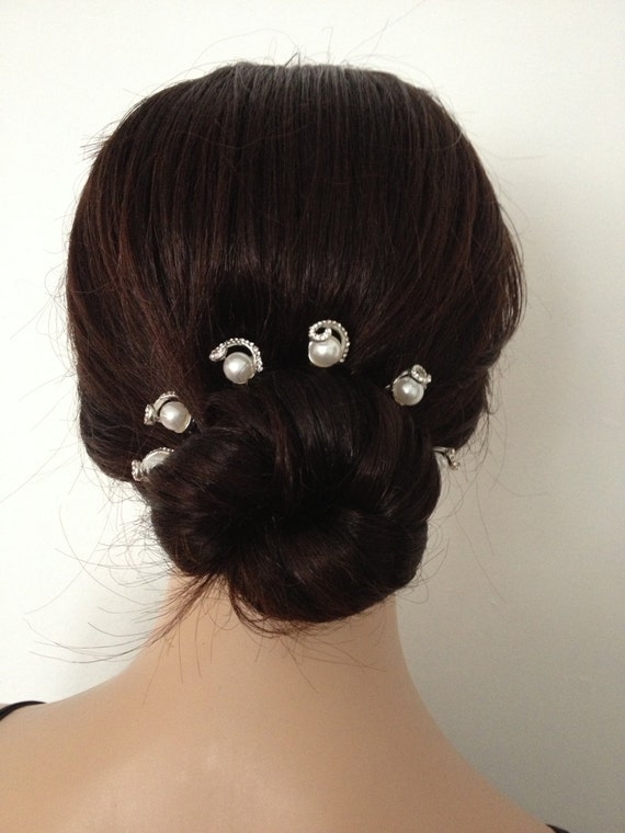 Rhinestones And Pearl Bridal Hair Pins Wedding Venetti Etsy