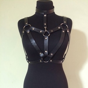 Harness With Chokerleather Fetishharness for the - Etsy