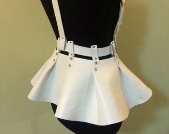 Skirt peplum,leather skirt peplum,vegan leather skirt, leather body harness