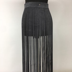 Skirt fringe,belt fringe,leather skirt fringe, long black leather fringe belt image 7