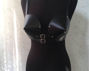 Harness bra,leather lingerie ,vegan leather bra