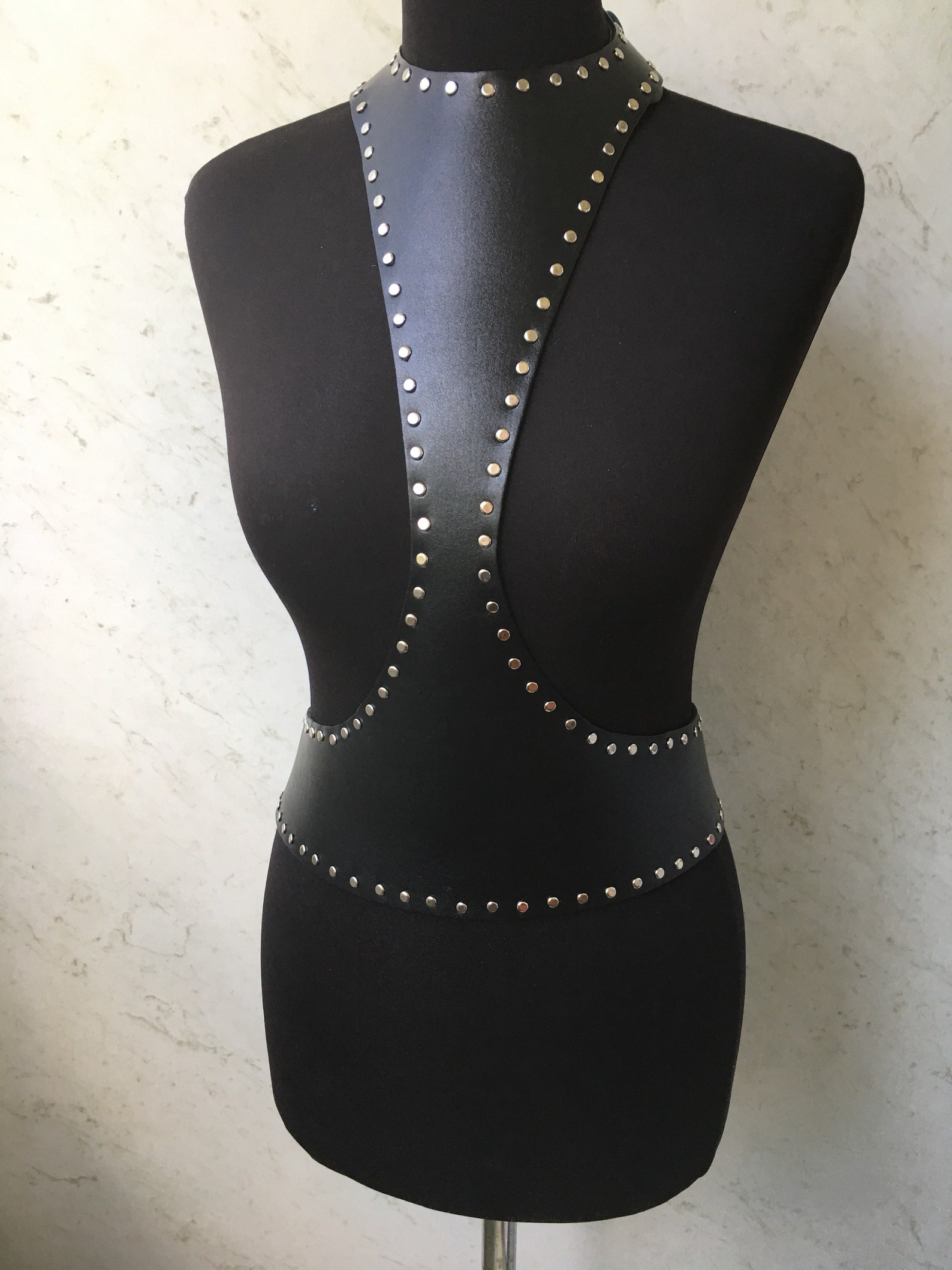Vest harness with rivetsleather vest leather body harness Etsy