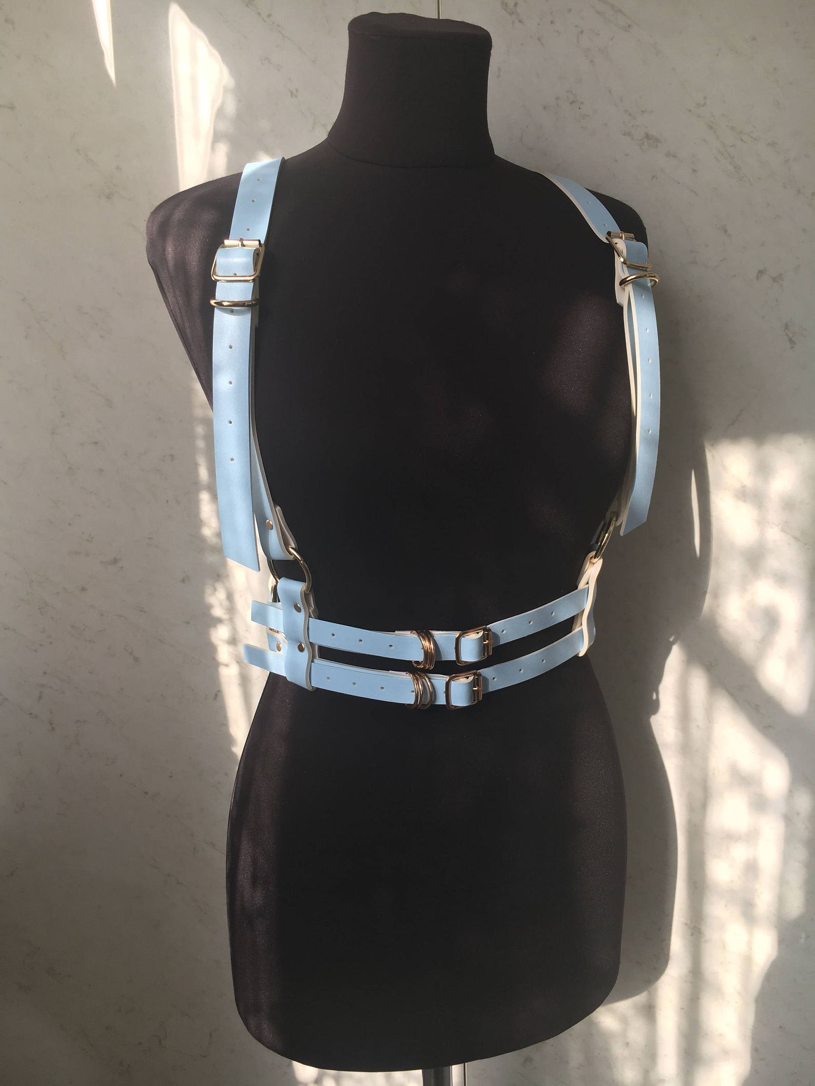 Baby Blue Harness Vegan Leather Harness leather Belt Etsy
