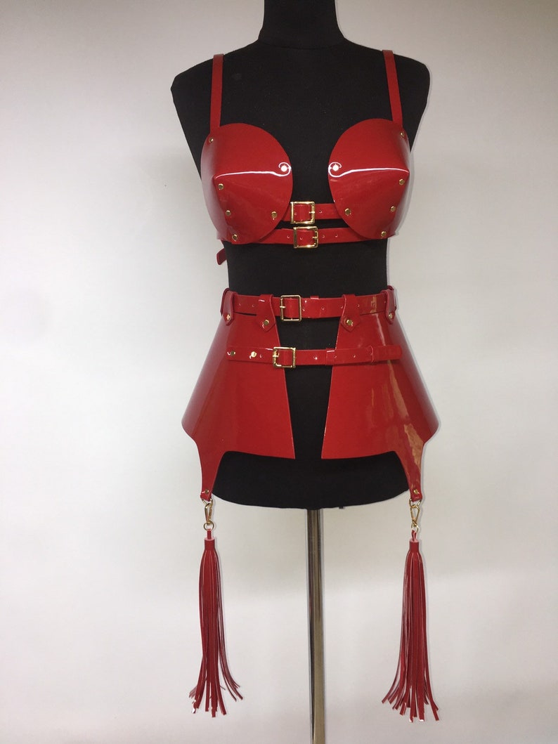 Leather fetish costumeleather bra with peplum costume for Etsy