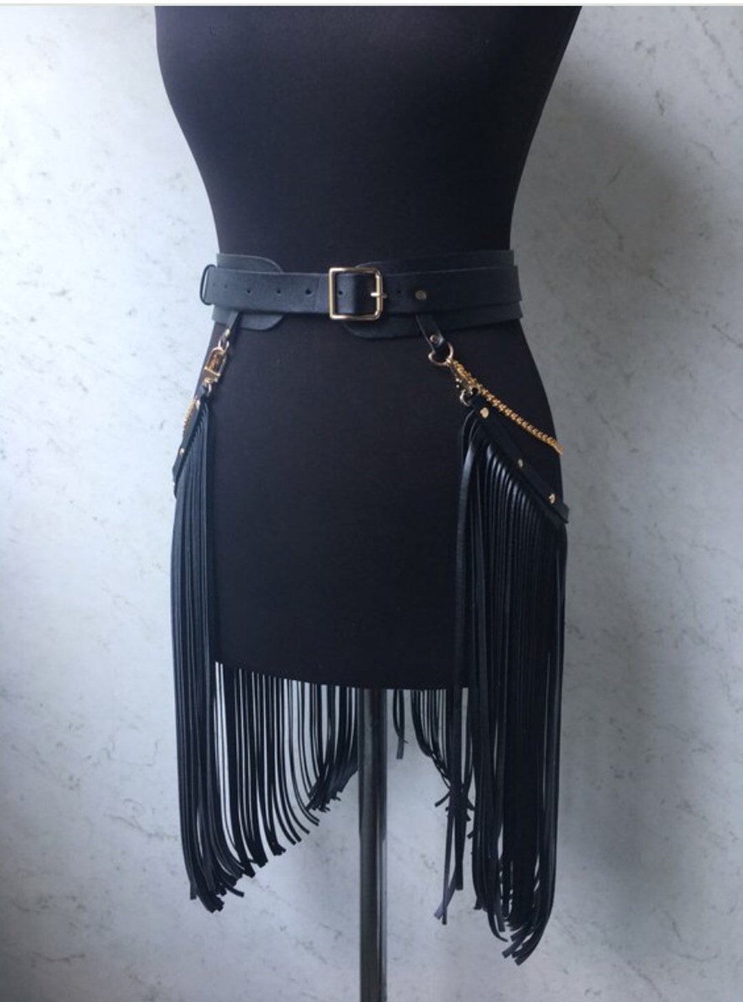 Fringe Skirt With Chains leather Fringe Skirtleather Skirt - Etsy