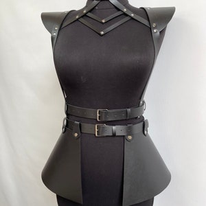 Set with leather peplum,vegan leather harness, faux leather harness,leather skirt peplum,trendy skirt peplum