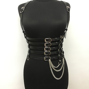 Korsett Harness mit Ketten,Korsett Gürtel,Harness Gürtel aus Leder