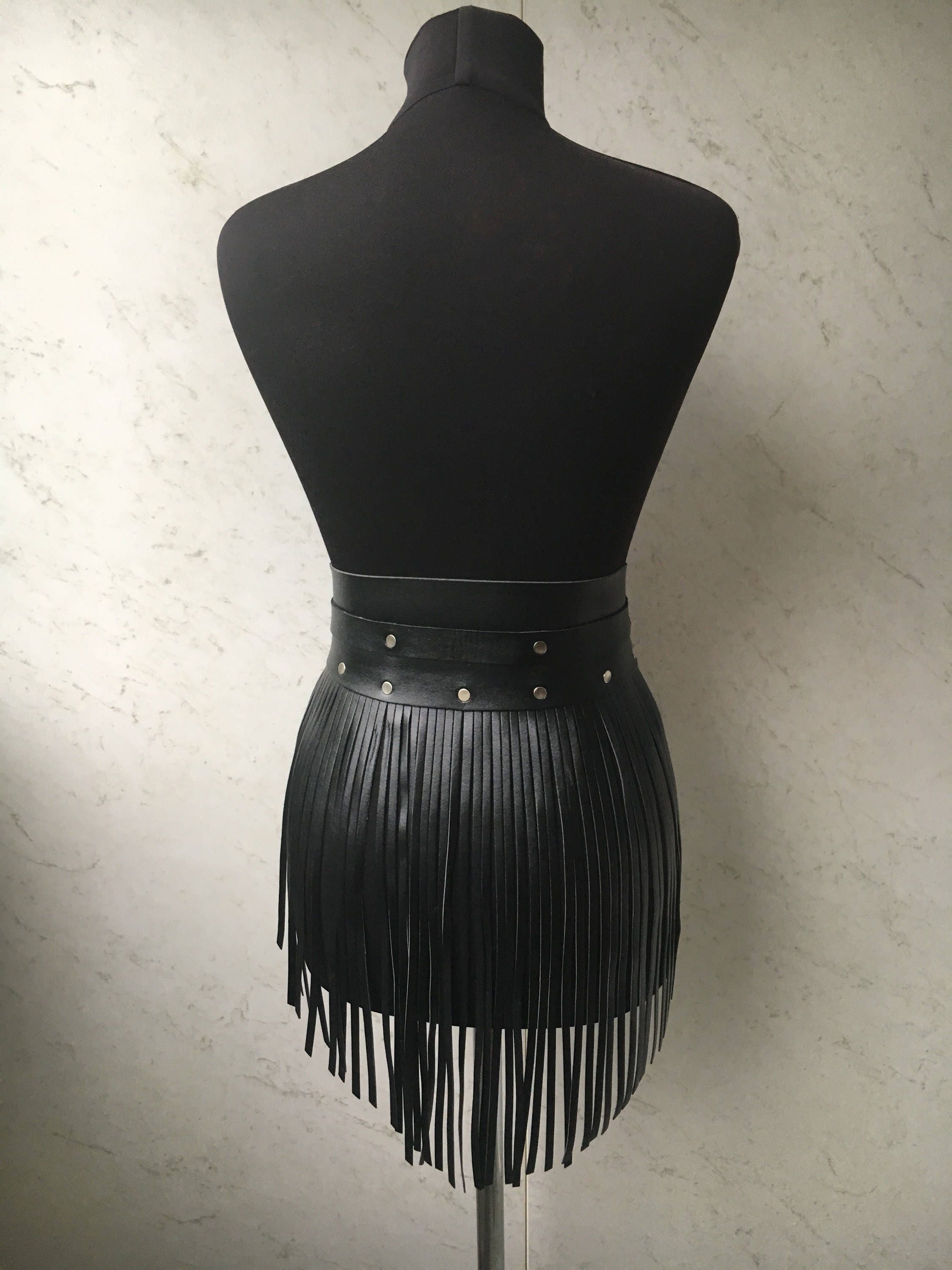 Harness Skirtfringe Skirt Leather Skirt - Etsy