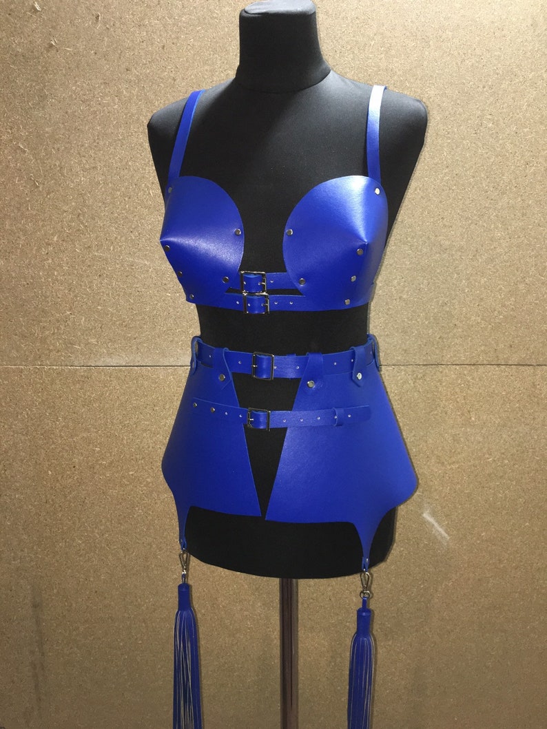 Leather fetish costumeleather bra with peplum costume for Etsy