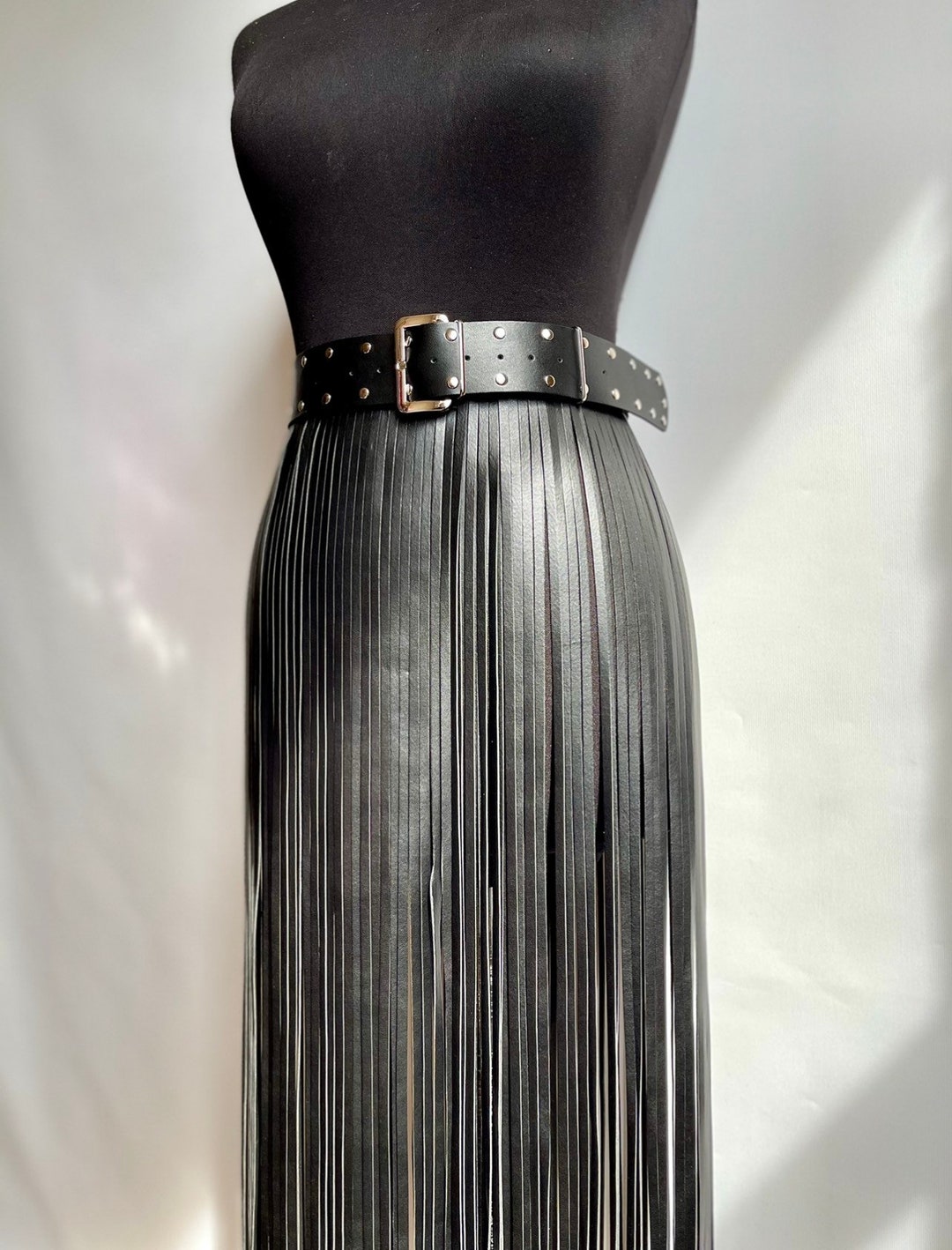 Ремень юбки с бахромой, веганская кожаная юбка, юбка с бахромой - Etsy