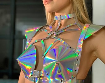 Holographic bra harness,space top,harness with bra
