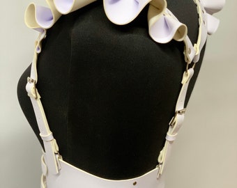 Corset with ruffles shoulders,leather corset,corset belt