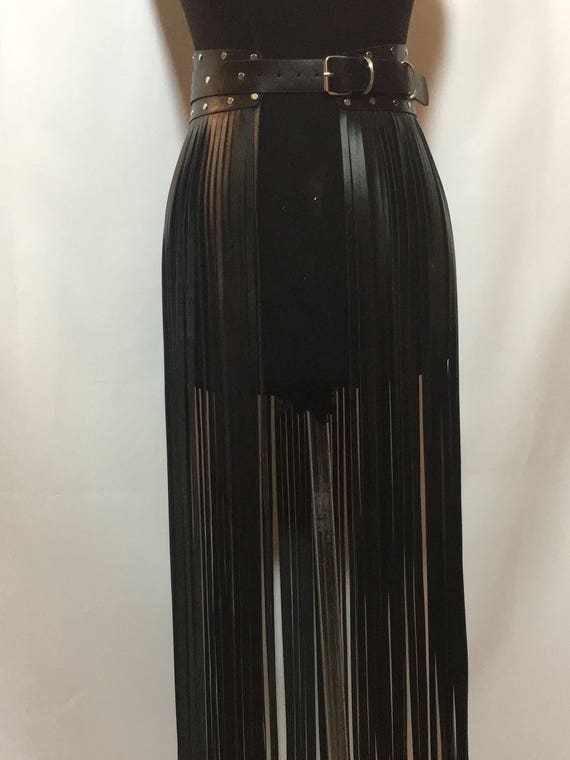 Fringe skirt with corset belt leather fringe skirtfringe | Etsy