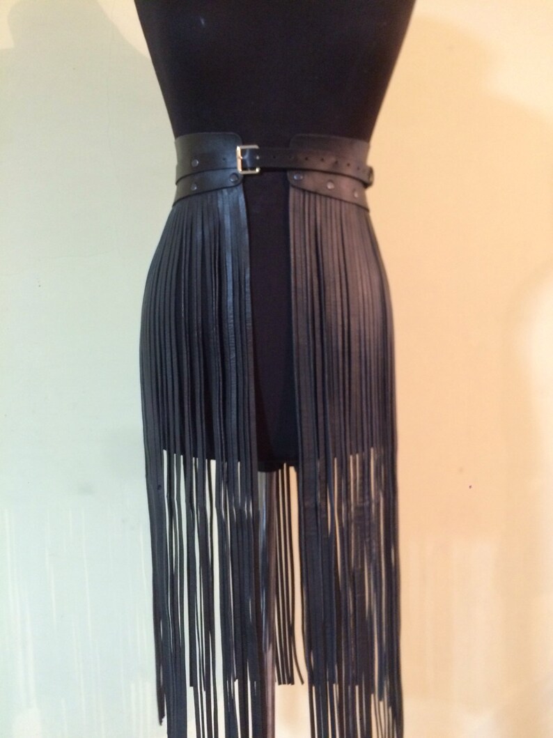 Fringe skirt with corset belt leather fringe skirtfringe | Etsy