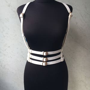 Harness triple belt, leather straps,harness under the chest
