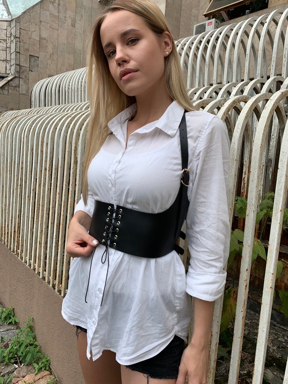 lace up faux leather corset belt