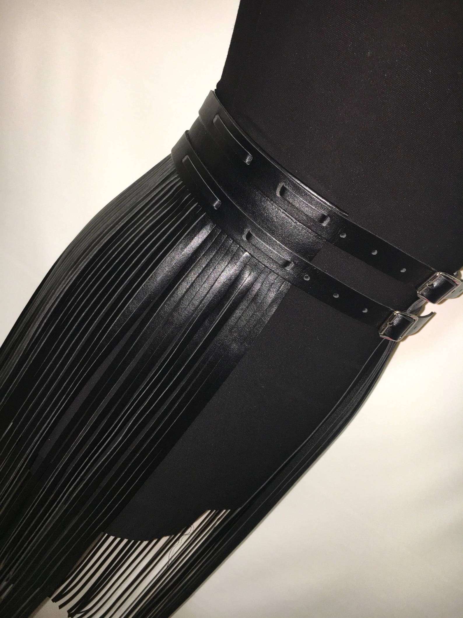 Skirt with double belt leather skirtvegan leather skirt Etsy