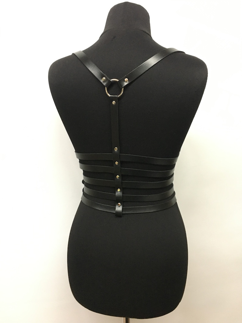 Corset Harness With Chainscorset Belts Leather Harness Belt Etsy
