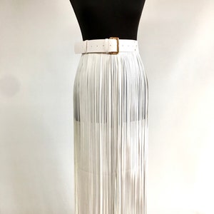 Skirt fringe,belt fringe,leather skirt fringe, long black leather fringe belt image 9