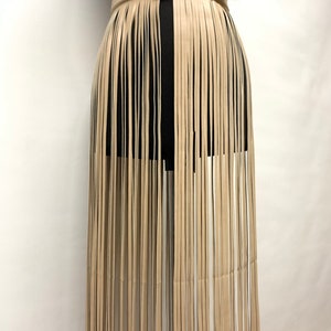 Skirt fringe,belt fringe,leather skirt fringe, long black leather fringe belt image 8