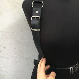 Harness with wide straps,harness with buckles,leather body harness image 2